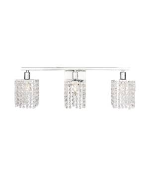 Phineas 3 Light Chrome & Clear Crystals Wall Sconce - Elegant Lighting LD7011C