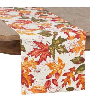 Embroidered Autumn Leaves Table Runner - Saro Lifestyle 1227.M1672B