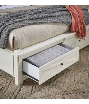 Sun Valley King Storage Bed with Integrated Bench, White Finish - A-America SUVWT5131