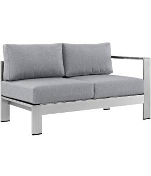 Shore Right-Arm Corner Sectional Outdoor Patio Aluminum Loveseat EEI-2262-SLV-GRY