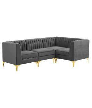 Triumph Channel Tufted Performance Velvet 4-Piece Sectional Sofa - East End Imports EEI-4349-GRY