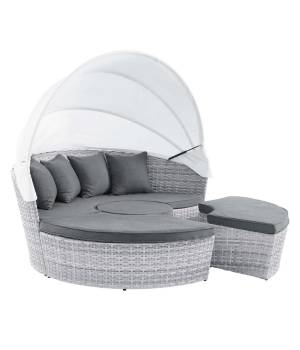 Scottsdale Canopy Sunbrella® Outdoor Patio Daybed - East End Imports EEI-4443-LGR-SLA