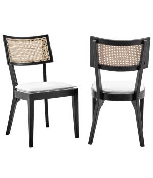 Caledonia Wood Dining Chair Set of 2 - East End Imports EEI-6080-BLK-WHI