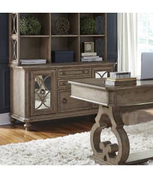 Cottage Credenza In Heathered Taupe, Brownstone & Whisper White Finishes - Liberty Furniture 412-HO120