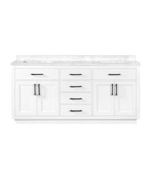 OVE Decors Athea 72 in. Double Sink Bathroom Vanity with Cultured Marble Countertop, White Finish With Power Bar and Black Hardware - Ove Decors 15VVA-ALON72-007EI