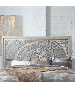 Contemporary Queen Decorative Panel HB In Washed Taupe & Silver Champagne Finish - Liberty Furniture 902-BR13