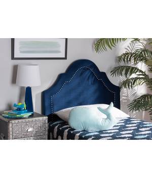 Baxton Studio Rita Modern & Contemporary Navy Blue Velvet Fabric Upholstered Twin Size Headboard- BBT6567-Navy Blue-HB-Twin