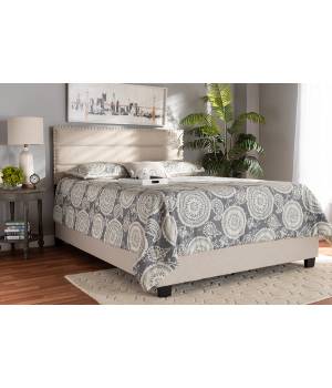 Baxton Studio Ansa Modern & Contemporary Beige Fabric Upholstered Full Size Bed - CF9084C-Beige-Full