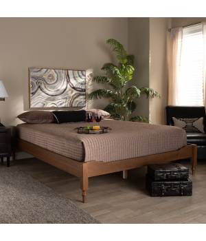 Baxton Studio Laure French Bohemian Ash Walnut Finished Wood Full Size Platform Bed Frame - Wholesale Interiors MG0011-Ash Walnut-Full