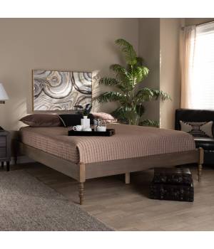 Baxton Studio Cielle French Bohemian Weathered Grey Oak Finished Wood Full Size Platform Bed Frame - Wholesale Interiors MG0012-Weather Grey-Full
