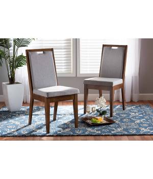 Baxton Studio Octavia Modern and Contemporary Grey Fabric Upholstered and Walnut Brown Finished Wood 2-Piece Dining Chair Set - Wholesale Interiors RH2082C-Grey/Walnut-DC-2PK