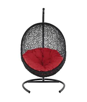 Encase Swing Outdoor Patio Lounge Chair EEI-739-RED-SET