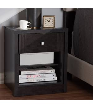 Baxton Studio Danette Modern & Contemporary Wenge Brown Finished 1-Drawer Nightstand - MH5052-Wenge-NS