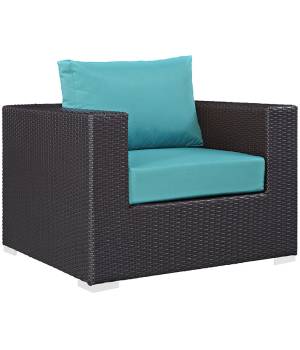 Convene Outdoor Patio Armchair in Espresso Turquoise - East End Imports EEI-1906-EXP-TRQ