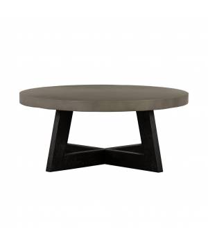 Chester Modern Concrete and Acacia Round Coffee Table - Armen Living LCCHCOCC