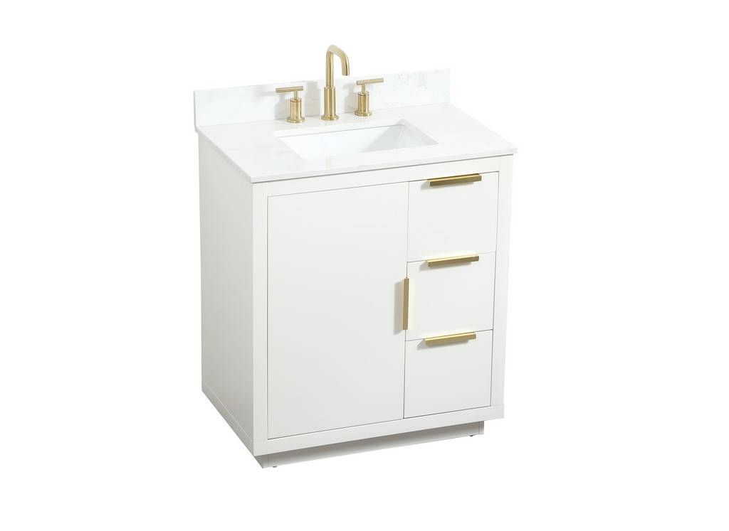 30 Inch Single Bathroom Vanity In White, 30 Inch White Bathroom Vanity Backsplash