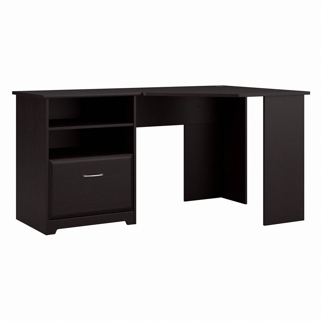 Cabot 60w Corner Desk With Storage In, Corner Desk With Shelves Above And Drawers