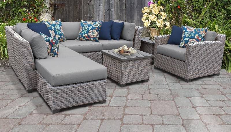 Florence 8 Piece Outdoor Wicker Patio Furniture Set 08g in Grey - TK  Classics Florence-08G