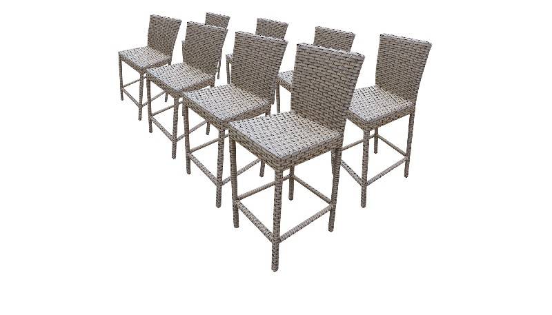 8 Monterey Barstools W Back In Grey, Set Of 8 Outdoor Bar Stools