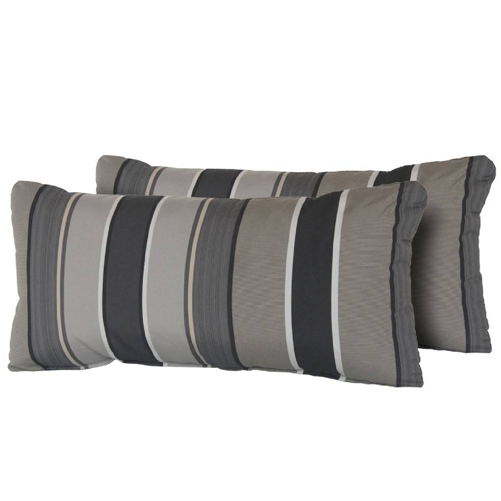 Black Stripe Outdoor Throw Pillows Rectangle Set of 2