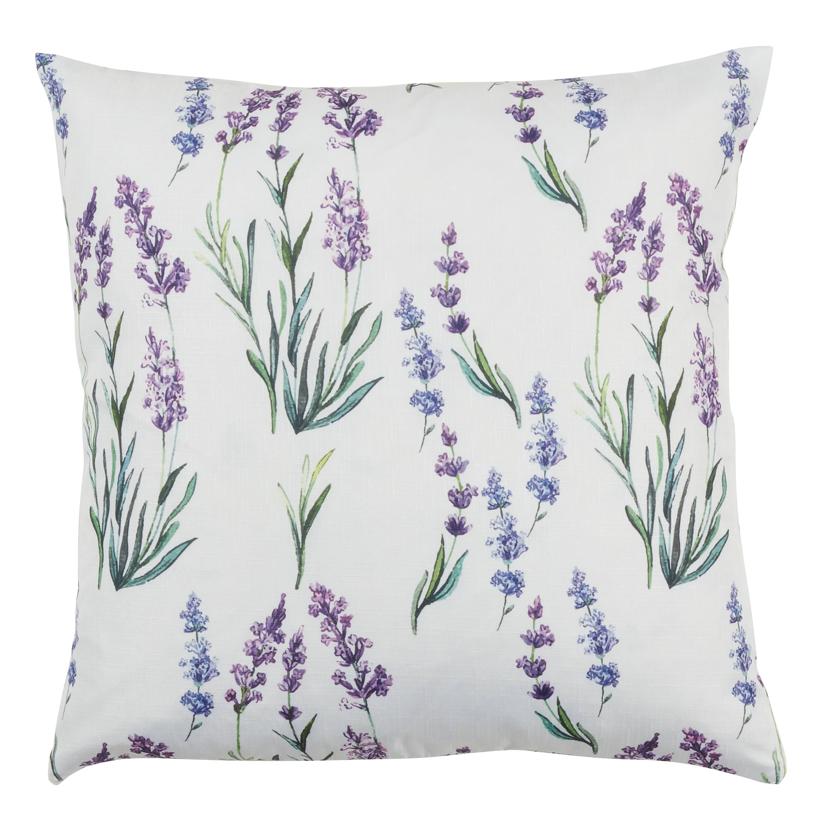 SARO LIFESTYLE Lavanda Collection Lavender Design Throw Pillow With Down Filling 18