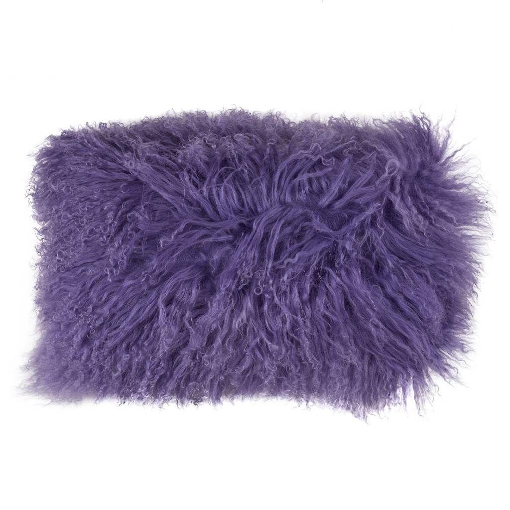 Wool Mongolian Lamb Fur 12 x 20 Throw Pillow - Saro Lifestyle 3564.UV1220B