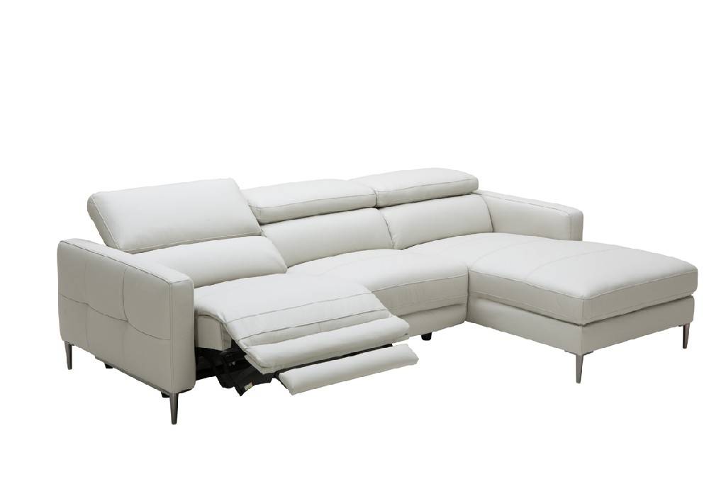 Divani Casa Booth Modern Light Grey, Modern Leather Sectional Sofa With Recliners