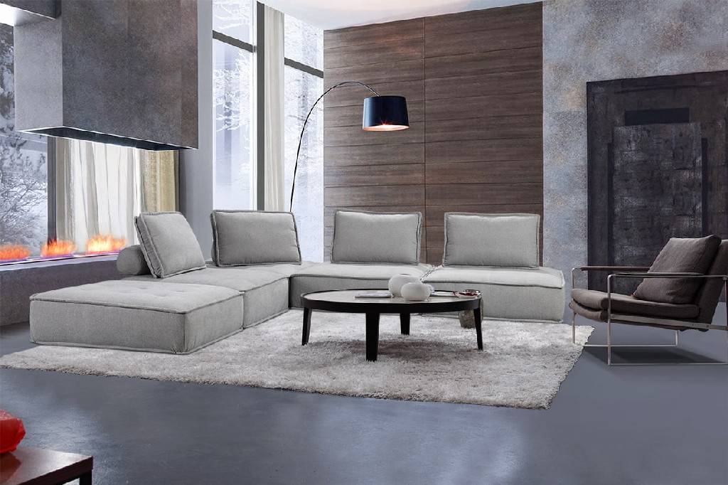 Divani Casa Nolden Modern Grey Fabric