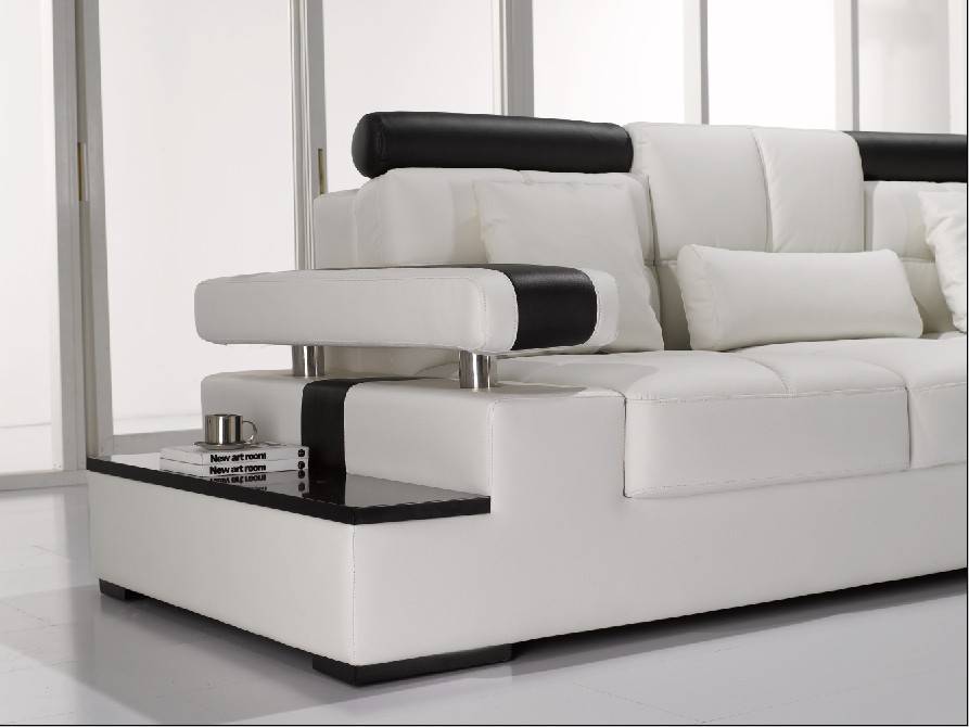 Divani Casa T117 Modern Leather, Modern Black And White Leather Sectional Sofa