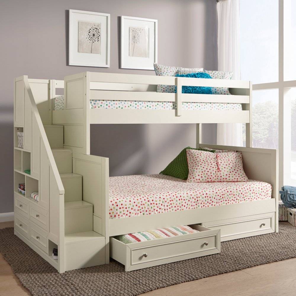 Naples Twin Over Full Bunk Bed With, Solid Wood Twin Over Full Bunk Bed With Stairs And Storage