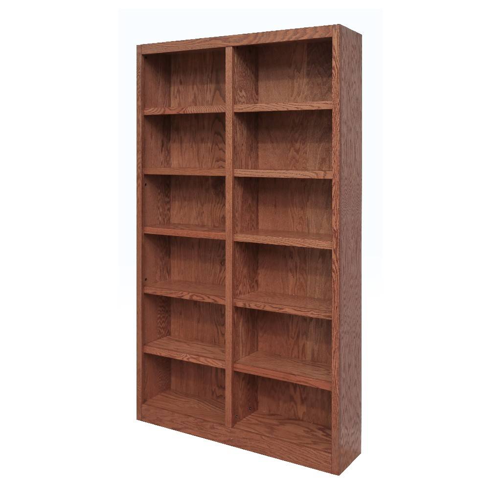 12 Shelf Double Wide Wood Bookcase 84, 2 Wide Bookcase