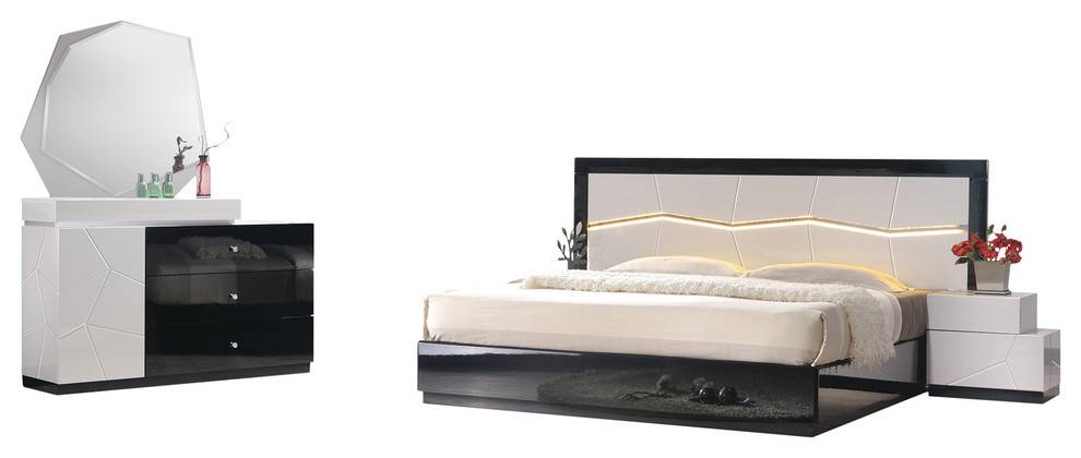 Led Light Best Master Furniture Berlin5ck, Modern Black King Bedroom Set