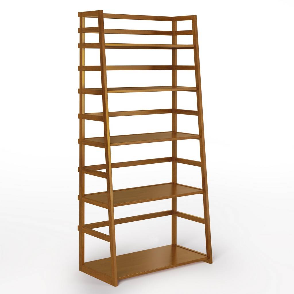 Transitional Ladder Shelf Bookcase, 30 Inch Bookcase