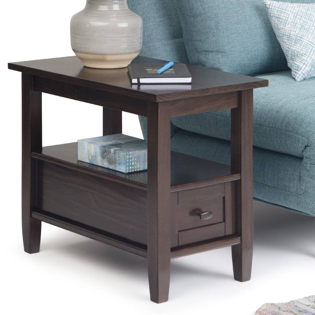 Warm Shaker Solid Wood 14 Inch Wide, Very Narrow Side Table