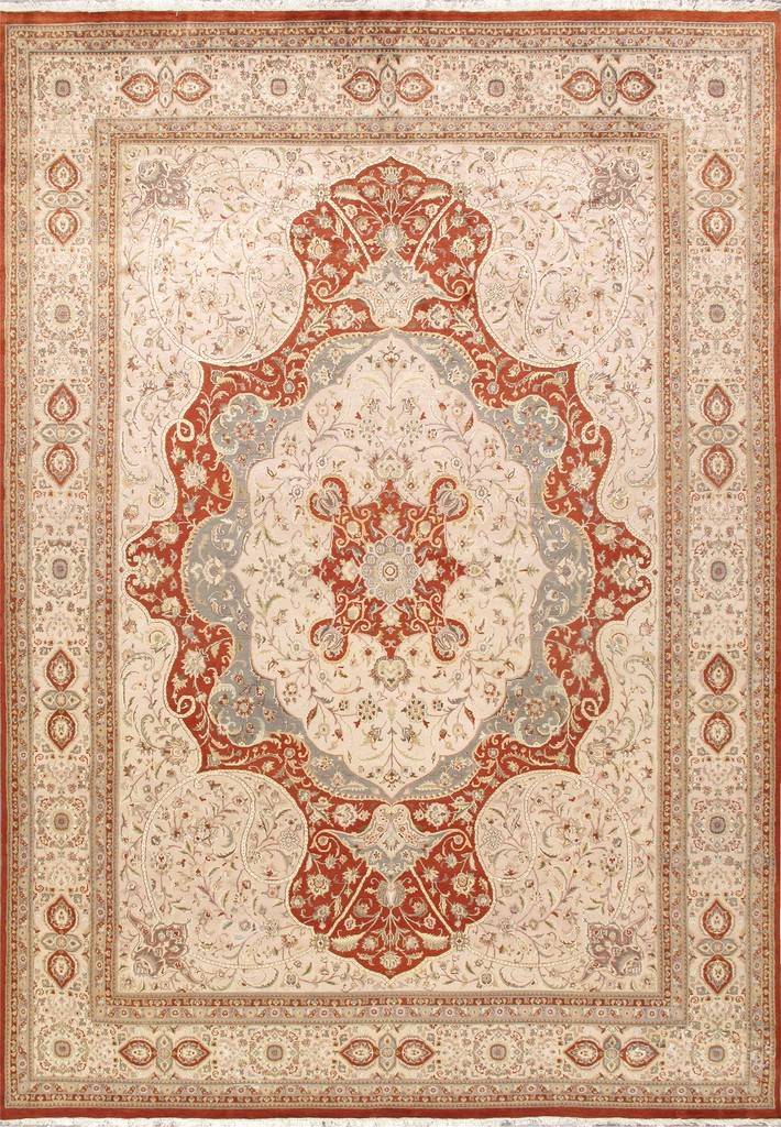 Tabriz Hand Knotted Silk Wool Area, 11 X 14 Area Rugs