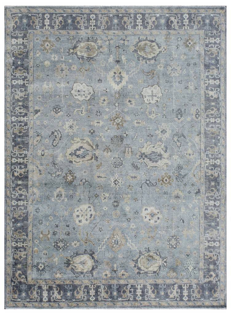 Hand Knotted L Blue Wool Area Rug, 9 X 11 Wool Area Rugs