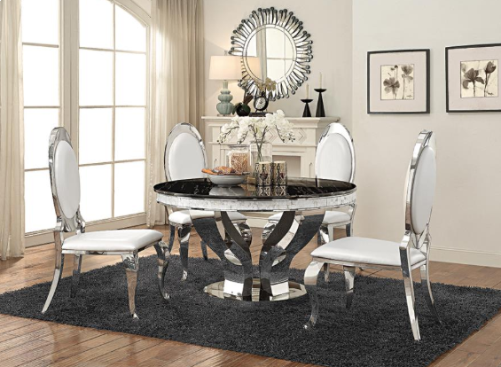 Antoine Hollywood Glam Silver Dining, Silver Dining Chairs Set Of 6