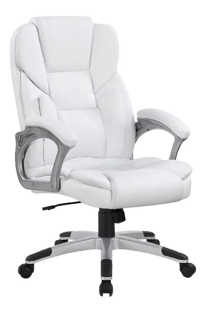 Casual White Faux Leather Office Chair, White Faux Leather Chair
