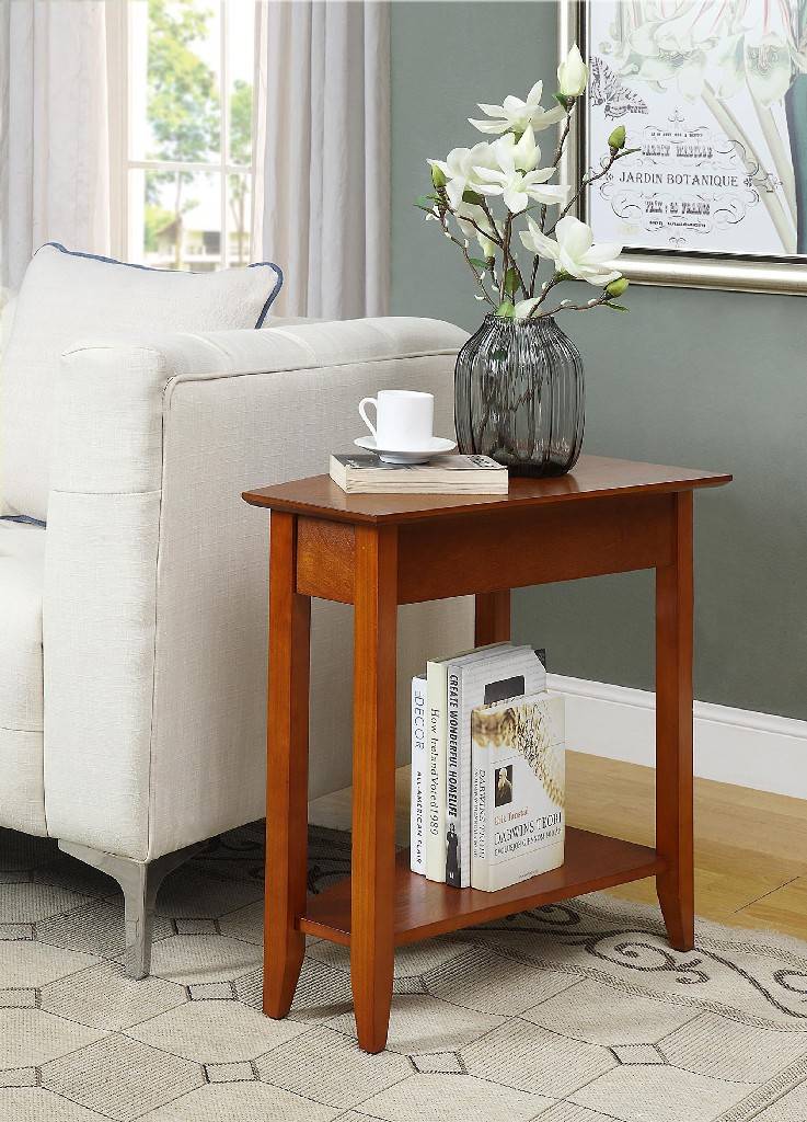 American Heritage Wedge End Table In, Convenience Concepts American Heritage Hall Table With Drawer And Shelf Cherry