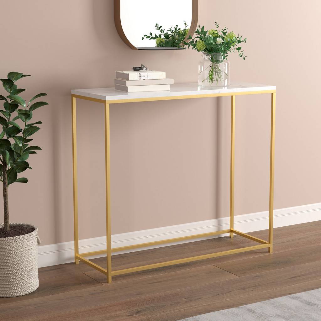 Accent Table-31Long/Marble with Gold Metal for Living Room - Safdie & Co  81039.Z.72