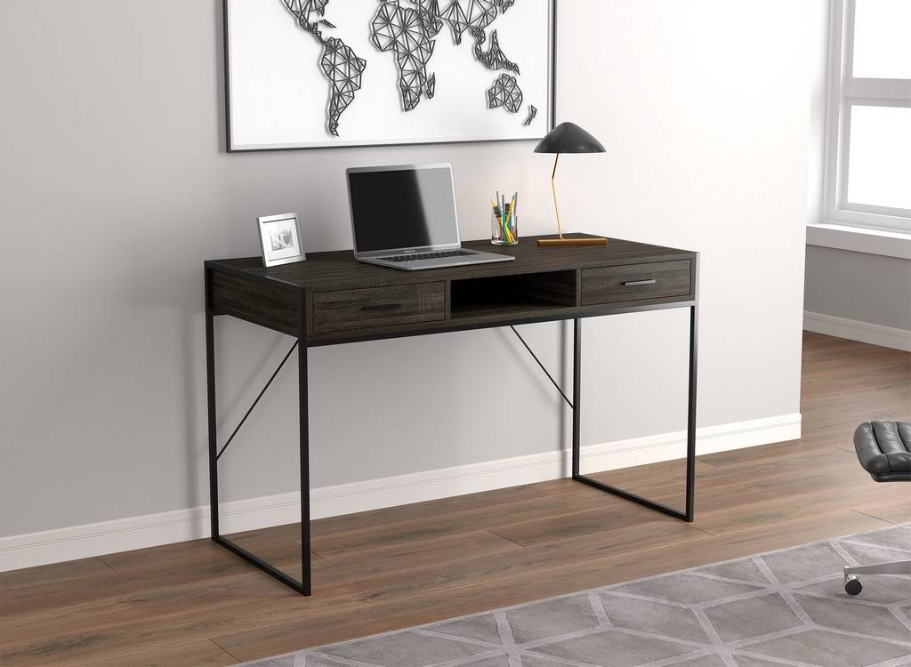 Gray Small Computer Desk for Bedroom, Office & Small Spaces