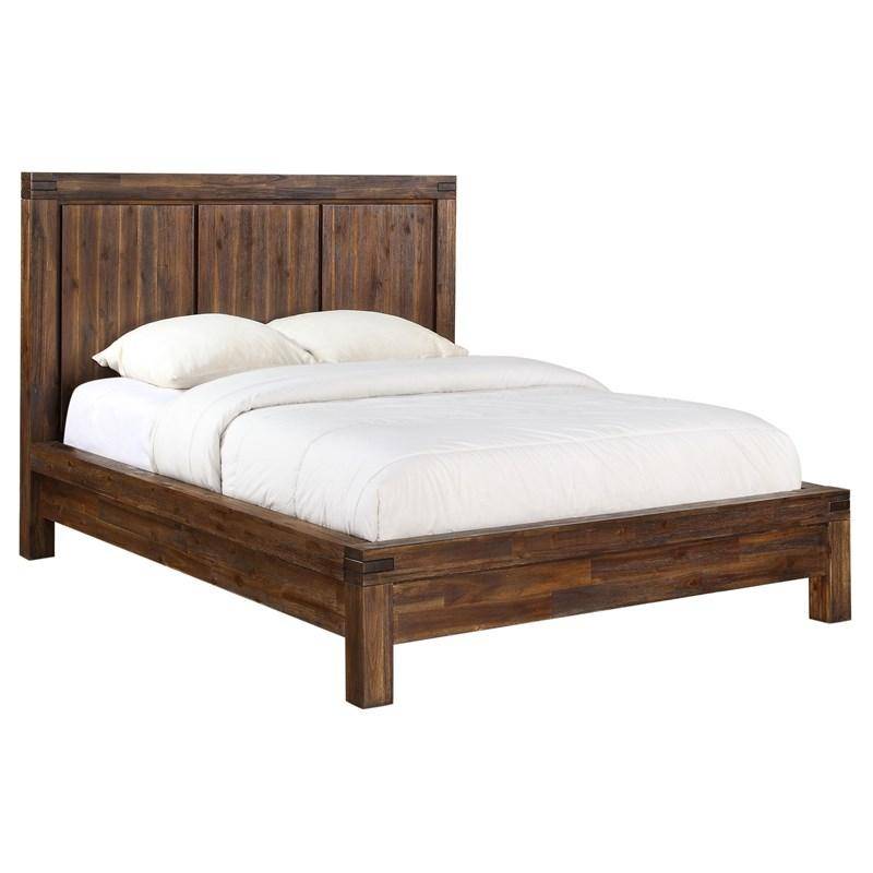 Solid Wood Platform Bed In Brick Brown, Wood Cal King Platform Bed