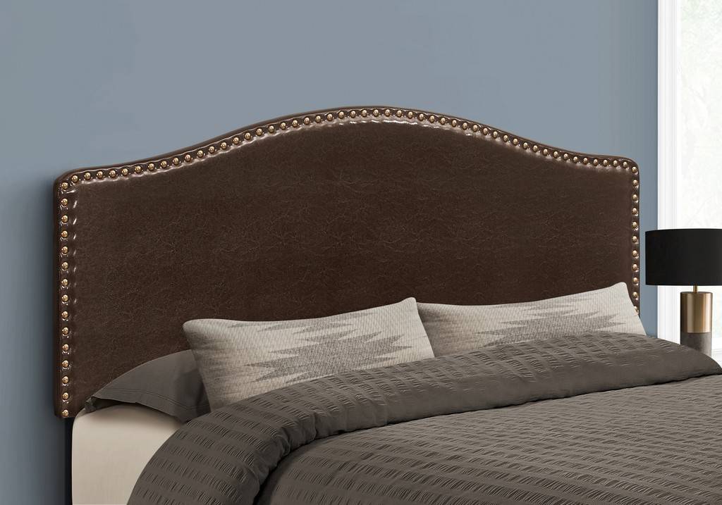 Monarch Leather Upholstered Queen Bed in Dark Brown 