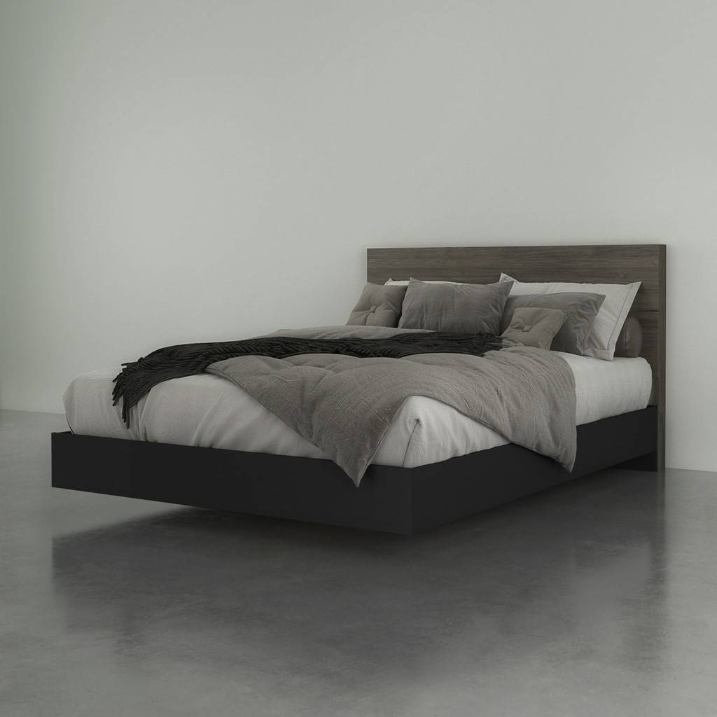 Natural and Gray Finish Apollo Queen Size Bed with Headboard 