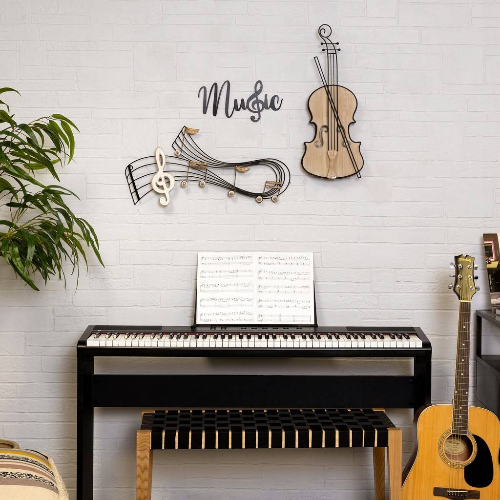 Stratton Home Decor Metal and Wood Melodic Musical Notes Wall Decor - Stratton  Home Décor S43929