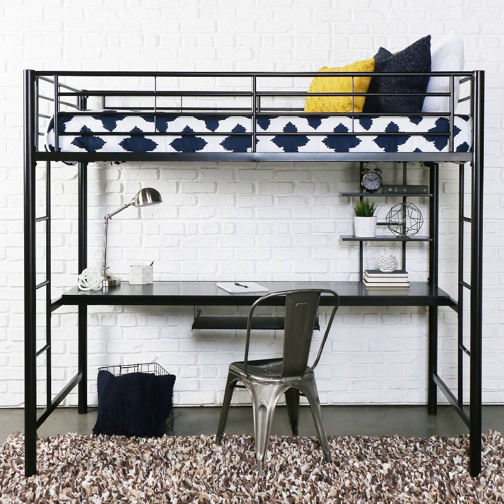 Premium Metal Twin Loft Bed W, Twin Bed With Workstation