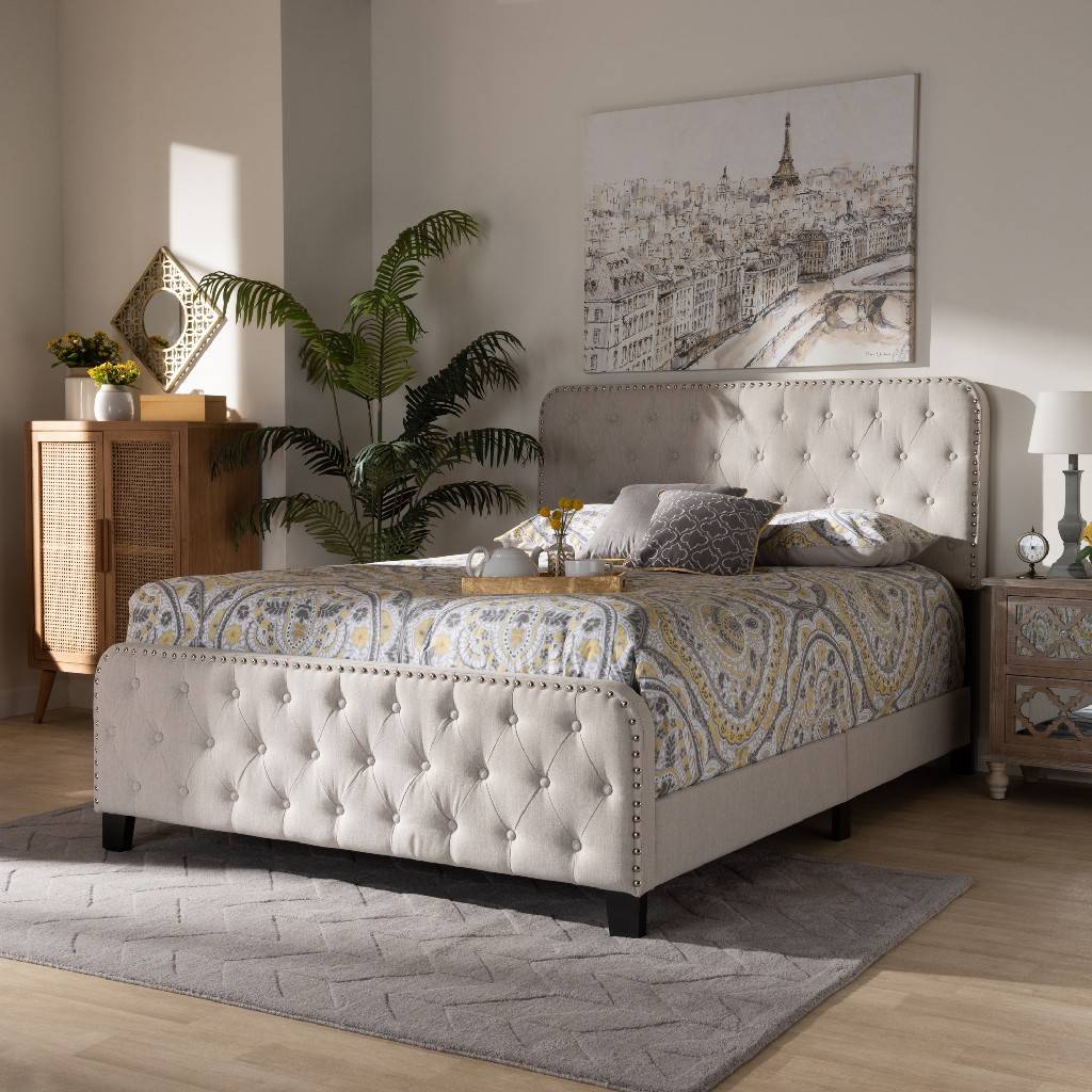 Whole Interiors Annalisa Beige King, Beige Tufted King Bed