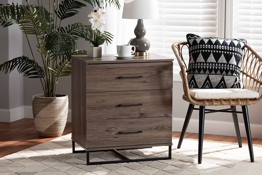 3 Drawers Modern Dresser Chest of Drawers Contemporary Furniture Wooden Storage 
