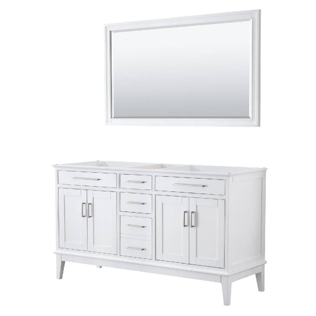 60 Inch Double Bathroom Vanity In White, 60 Vanity Mirror White
