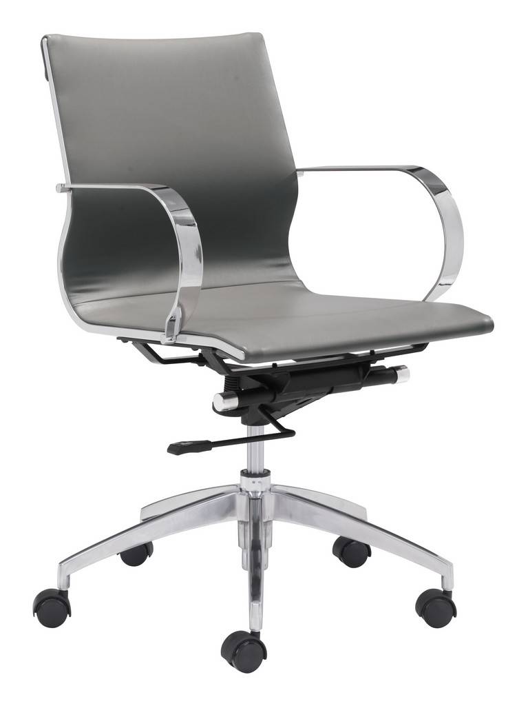 Glider Low Back Office Chair Gray - Zuo Modern 100835